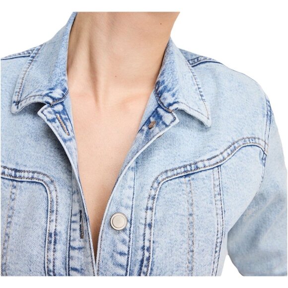 Good American x Dolly Parton Denim Long Sleeve Dress Womens Sz M Coquette NWT - Picture 3 of 10